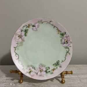Vintage Silesia Hand Painted Floral Cake Plates Set of 2